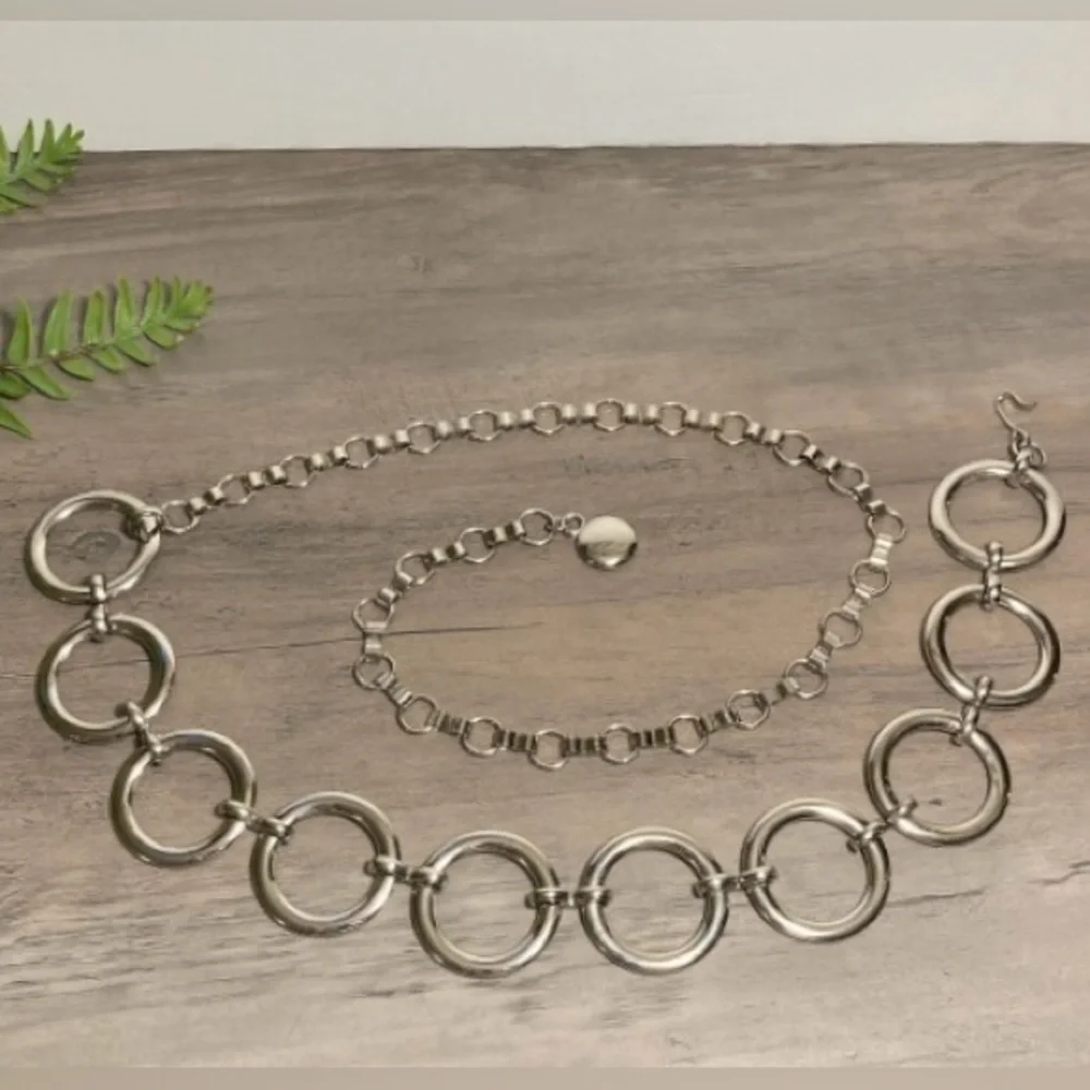 Vintage Silver Circle Chain Belt Adjustable